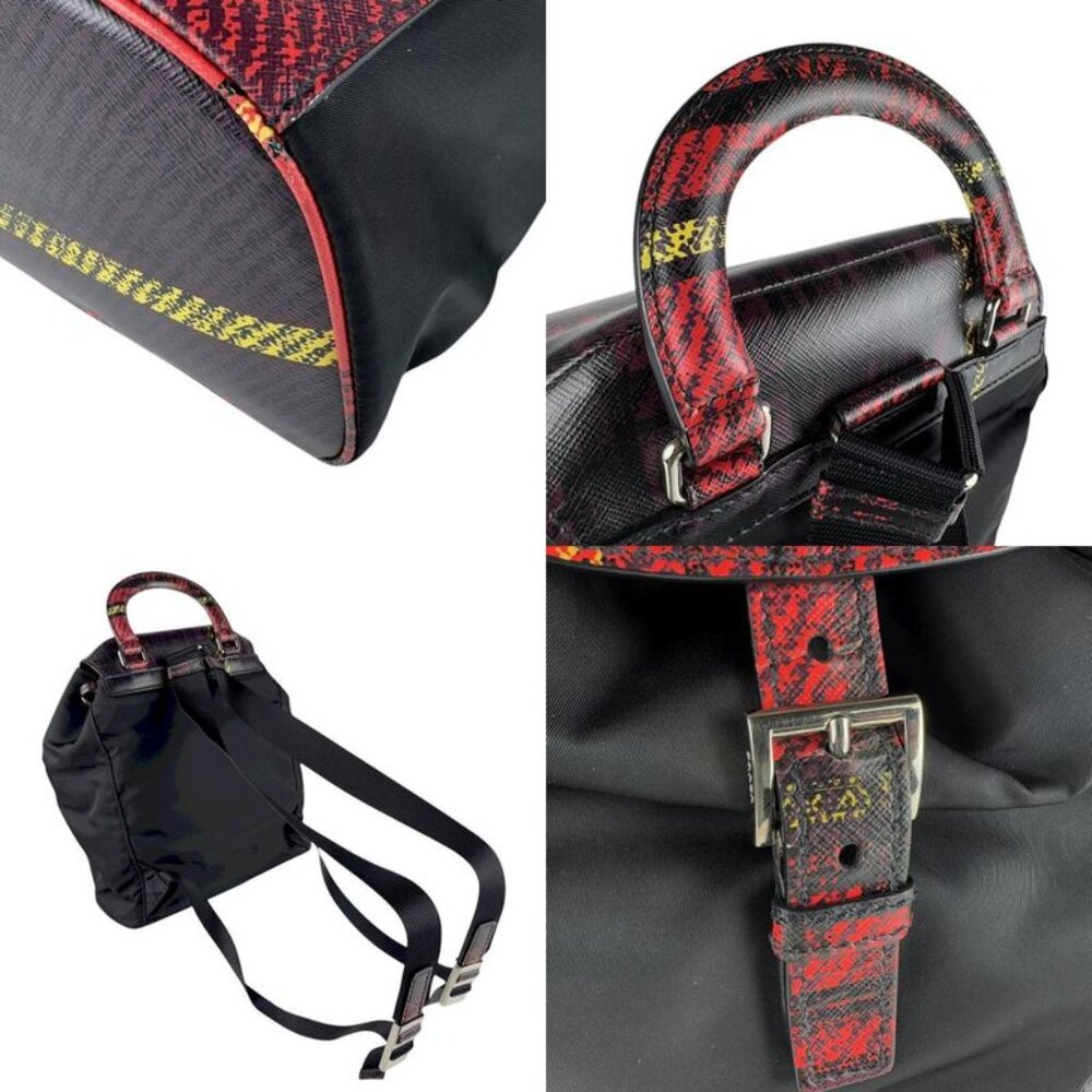 Prada Regal Check Print Black and Red Backpack - Picture 9 of 10